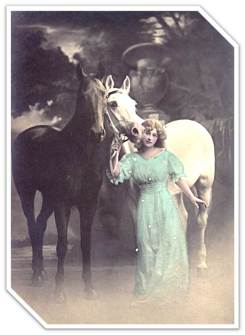 1903 Girl 2 Horses postcard