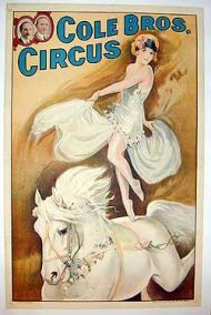 1936 Girl Horse Cole Bros Circus poster