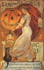 vint pumpkin head card
