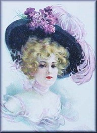 Victorian w purple feather hat