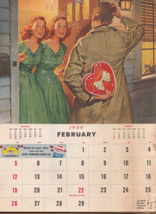 1955 February Valentine calendar
