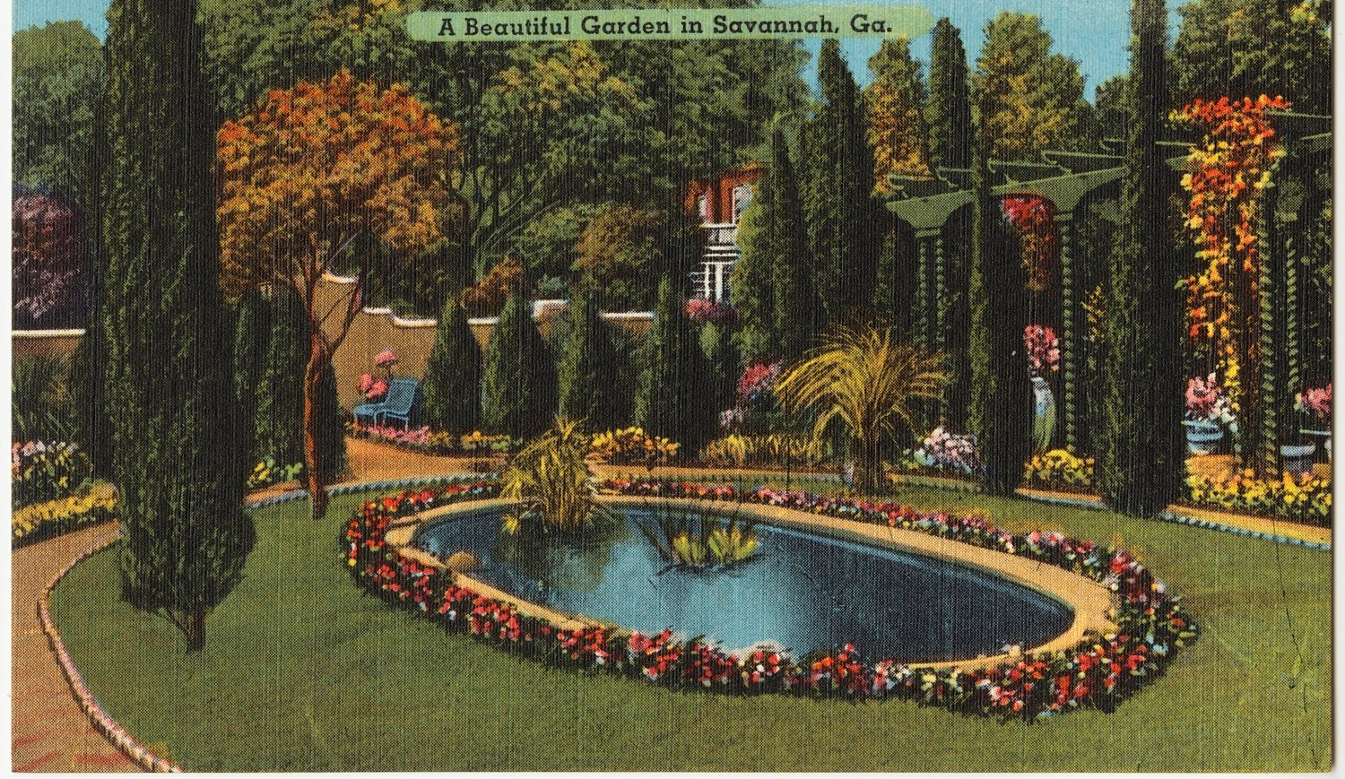 Vintage postcard of Savannah, GA