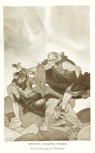 Gwydion Conquers Pryderi by E Wallcousins 1920s