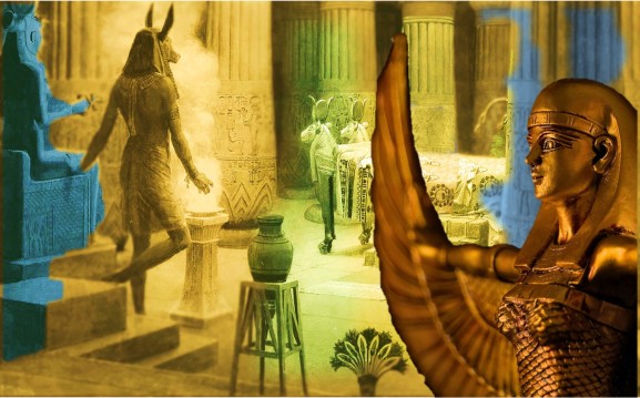 Egyptian temple com Goddes statue
