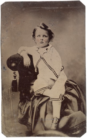 Tintype photo of boy circa 1856, Wikimedia