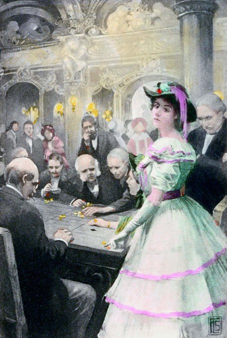 "Gwendolen at the roulette table" 1910 illustration to George Eliots Daniel Deronda altered by Teagan