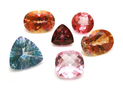 Facet cut topaz gemstones in various colors, Wikipedia