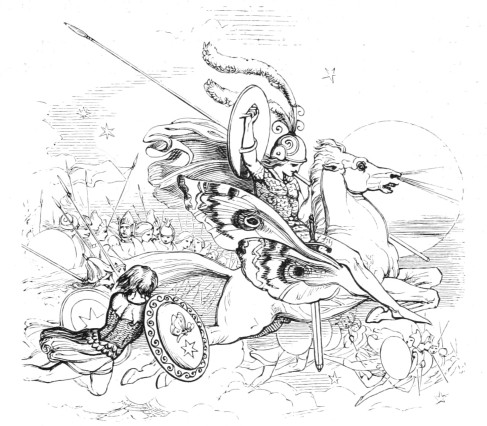 A fairy army, as illustrated by Sir J. Noel Paton, from Midsummer Eve by Mrs. S. C. Hall (published in 1870; reprinted, according to the preface, from The Art-Journal of 1847).