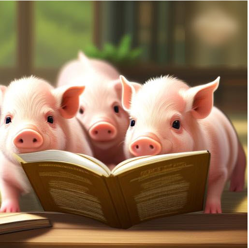 3 Pigs reading book CGI Teagan