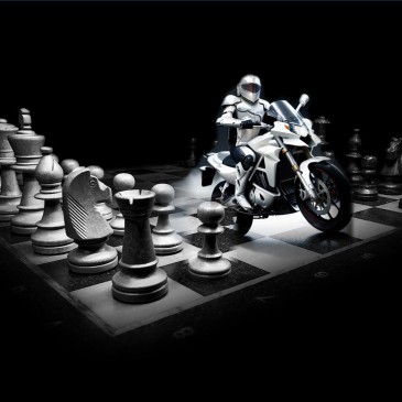 White Knight Motorcycle on Chessboard Image collage by Teagan