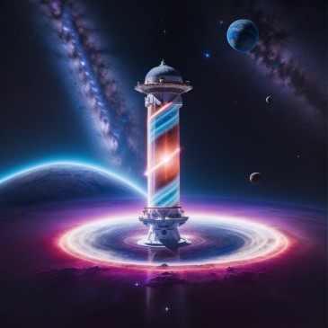 Barber Pole artifact in space CGI Teagan Imagine